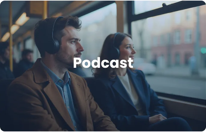 Old service category card “Podcast” over a stock photograph.