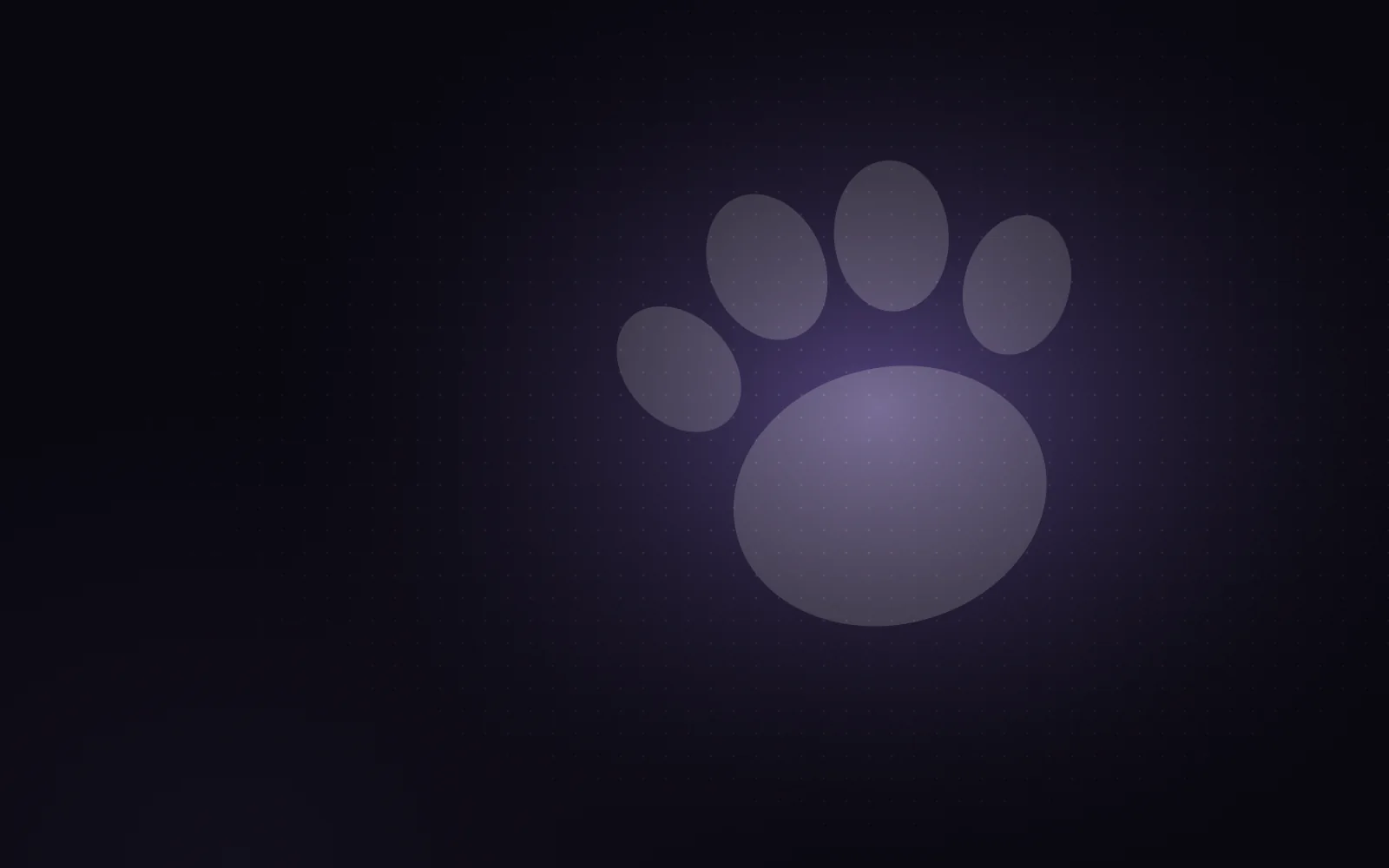 Abstract violet glow with a faint paw print.